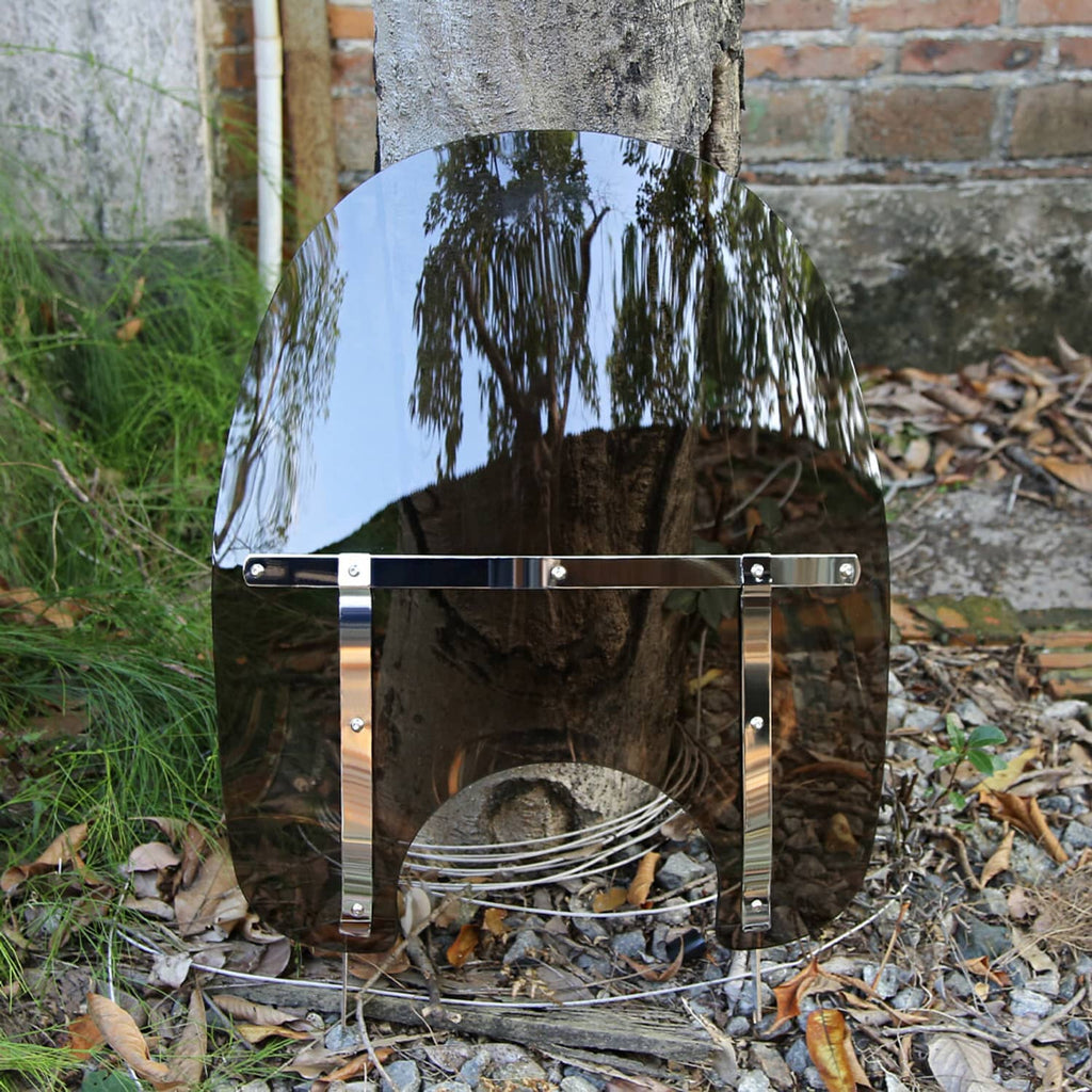 Smoked motorcycle windshield with chrome mounting bracket and side support tabs