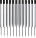 Set of 12 black-ink ballpoint pen refills, 1.0mm medium tip, metal body