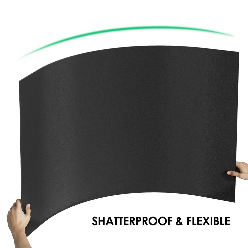 Black flexible ABS plastic sheet held by hands, curved shape