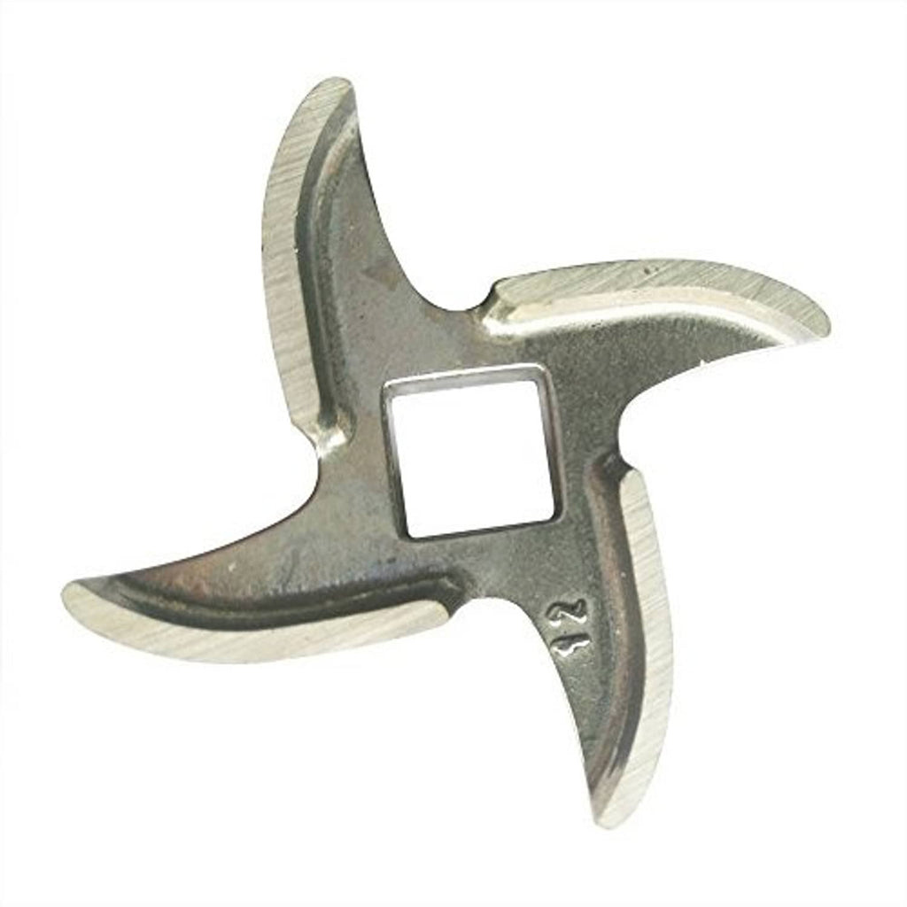 Meat grinder replacement blade (#12) stainless steel cutter with three-knife design and square hole