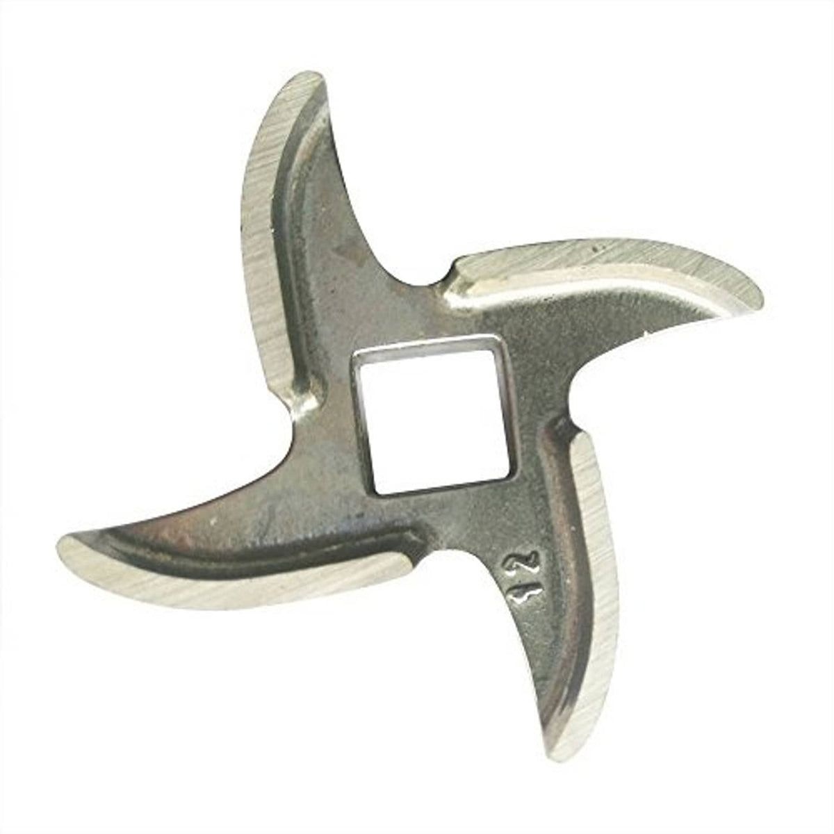 Meat grinder replacement blade (#12) stainless steel cutter with three-knife design and square hole