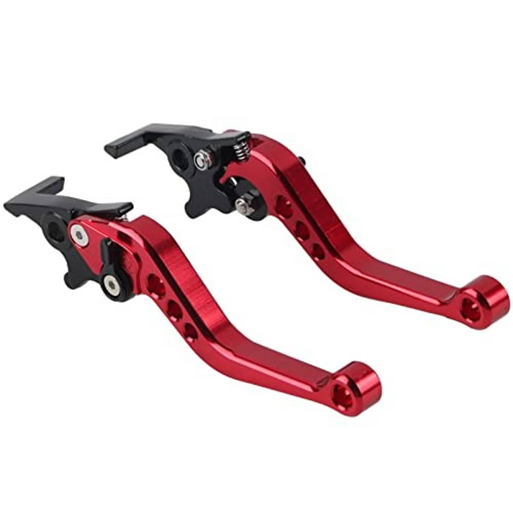 Red aluminum brake and clutch levers with black adjustment blocks, 2-pack