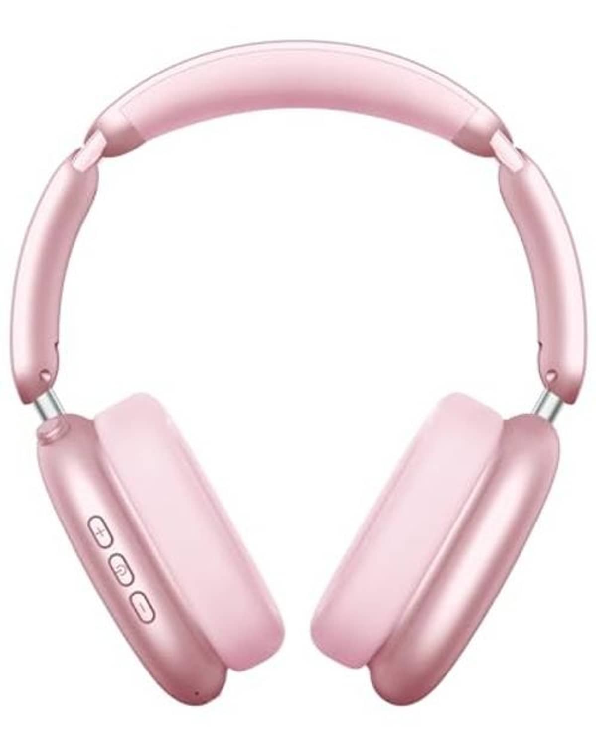 Pink over-ear wireless noise-cancelling headphones with padded earcups and headband