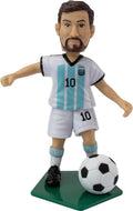 Argentina soccer player figure toy in white kit with teal stripes, number 10, with ball