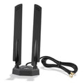 Black WiFi 7 tri-band antennas with stand and cable, RP-SMA connectors