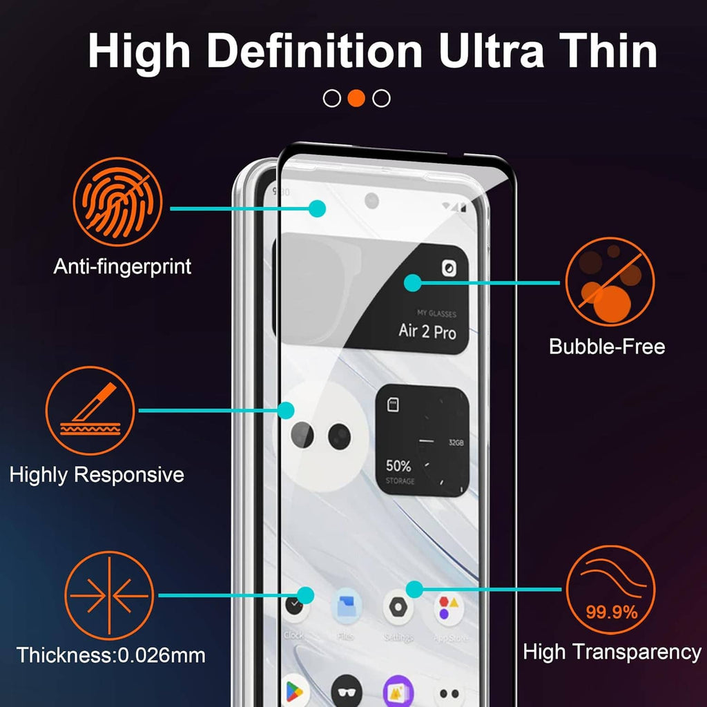 Ultra-thin clear phone case with screen protector; camera opening visible