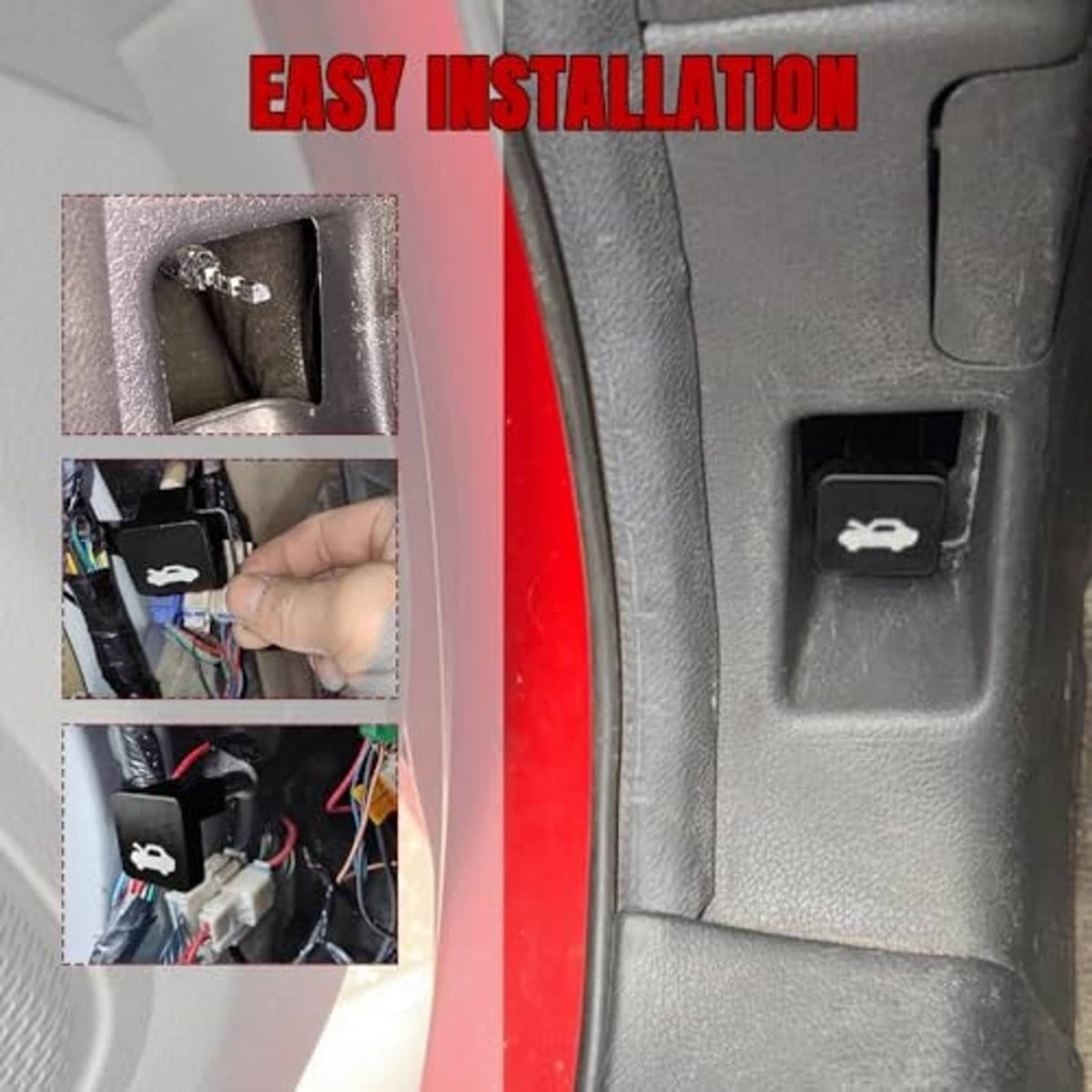 Black hood release handle icon button on dashboard panel