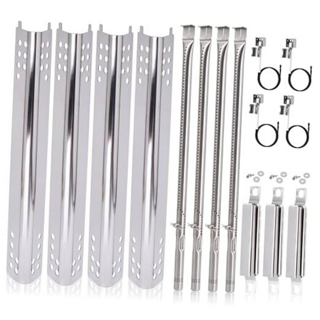 Stainless steel heat plates and igniter parts for 4-burner gas grill, replacement set