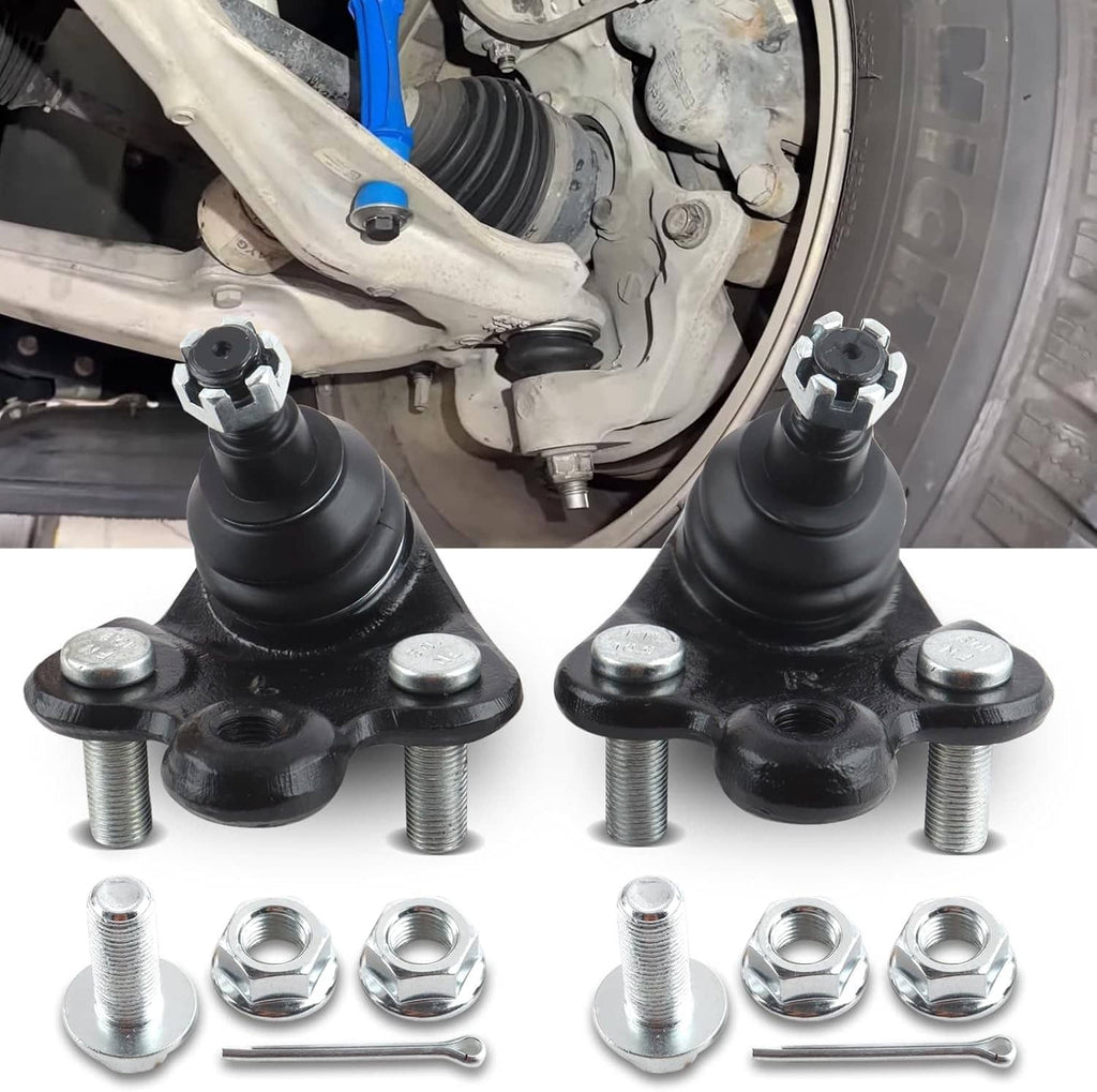 Installed front suspension ball joints and control arm ends with bolts and nuts