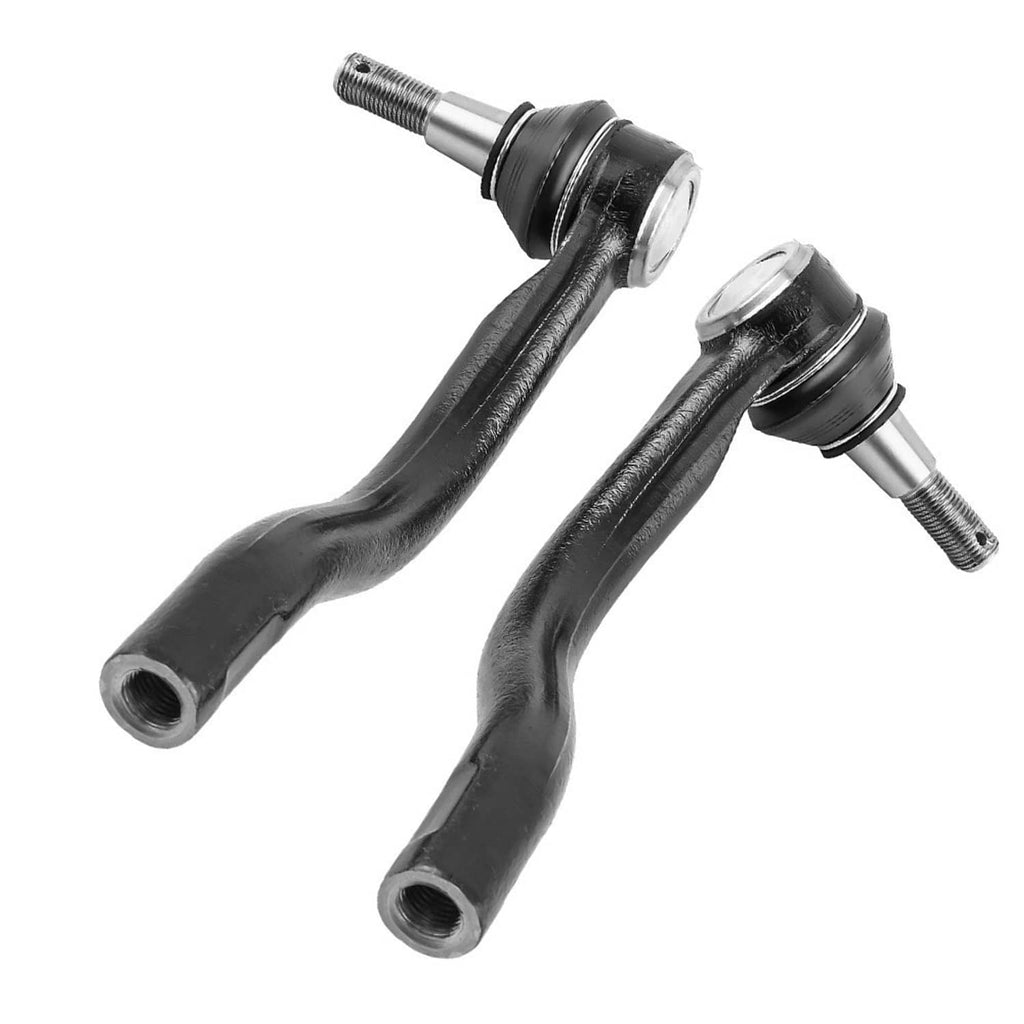 Tie rod end set, black rubber boots with silver threaded adjuster shafts