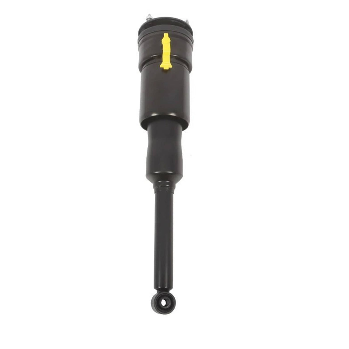Single black rear air strut assembly with yellow strap and shock-rod mount