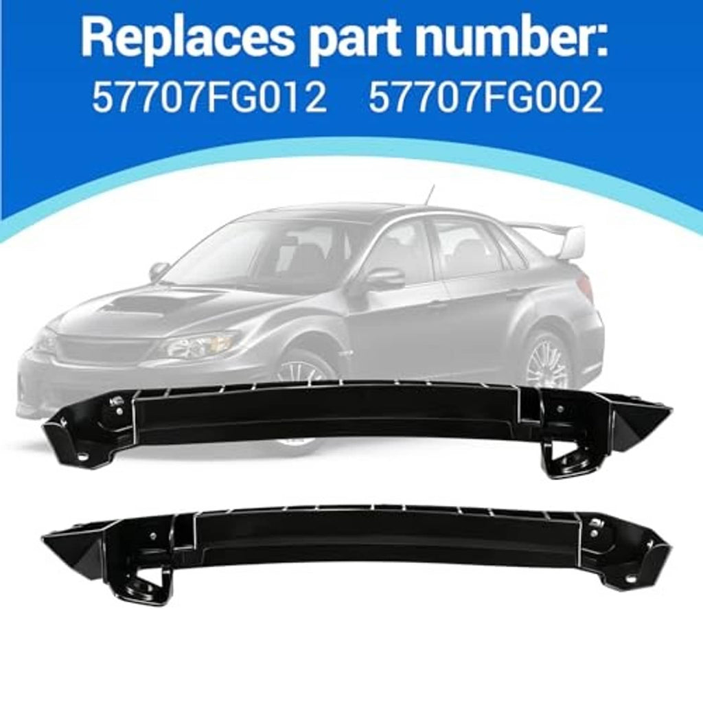 Black front bumper support bracket set with curved crossbar and mounting tabs