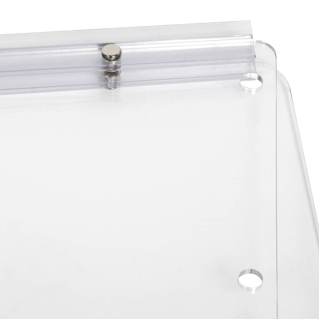 Clear polycarbonate windshield corner with metal rivet and mounting hole detail