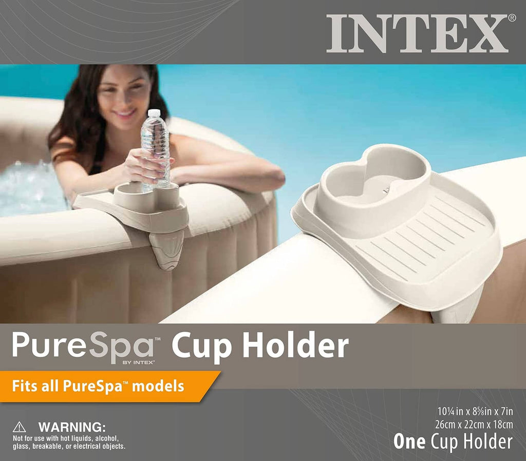 Spa cup holder tray with two-slot insert for drinks, light gray