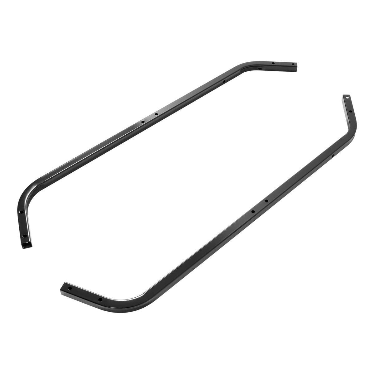Black steel front roof support struts, curved bars with multiple mounting holes