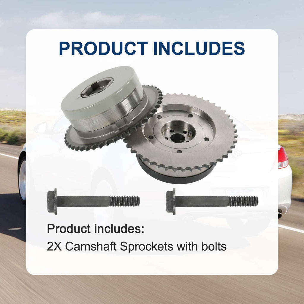 Cam phaser sprocket includes two camshaft sprockets with bolts