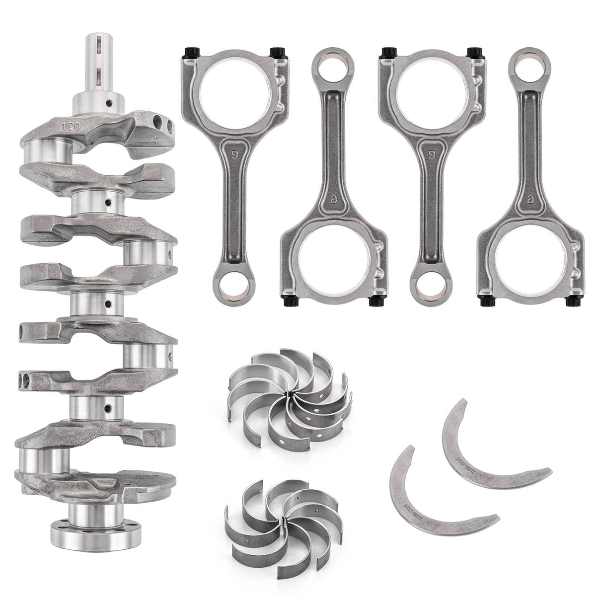Crankshaft connecting rod bearing kit with crankshaft and rod bearing inserts
