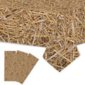 Brown straw table cover with woven hay texture; folded corner pieces shown