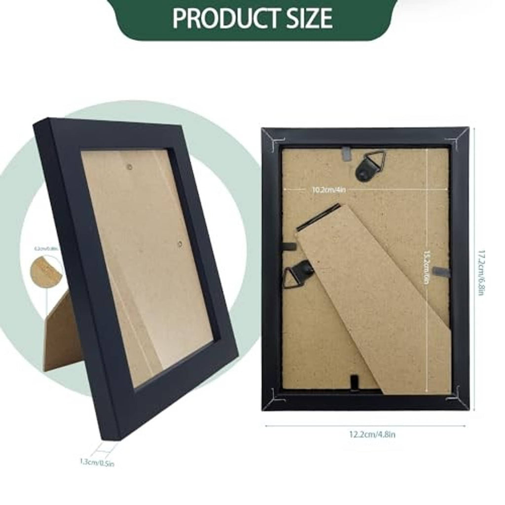 4x6 picture frame, dark wood-style border with backboard and hanging clips visible