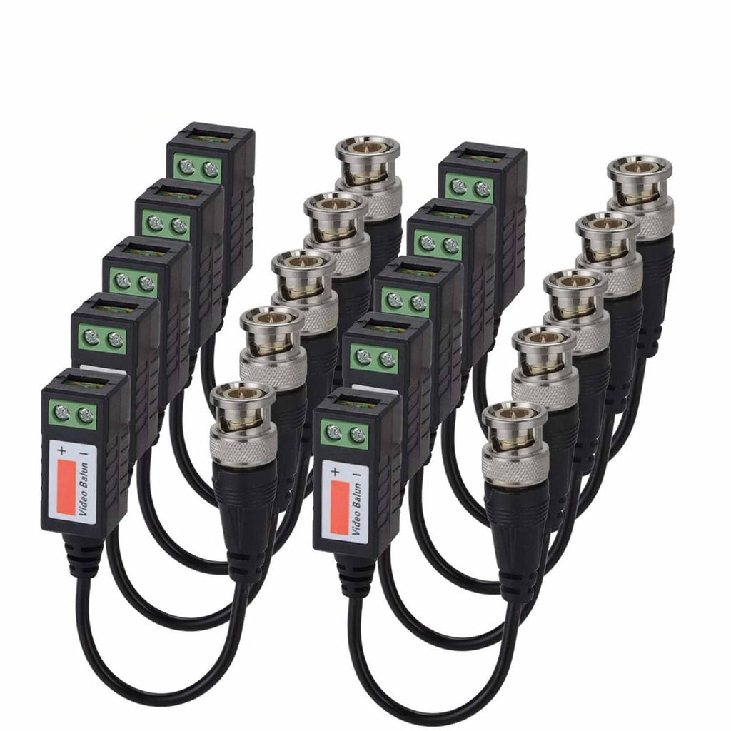 Passive video balun transceiver set with multiple units and green screw terminal blocks