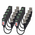 Passive video balun transceiver set with multiple units and green screw terminal blocks