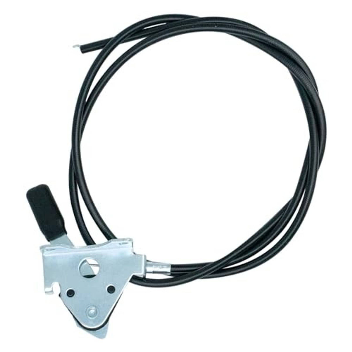 Throttle control cable loop with black sheath and silver lever bracket