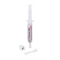 White sealant injector syringe with dispensing tip and small cap parts