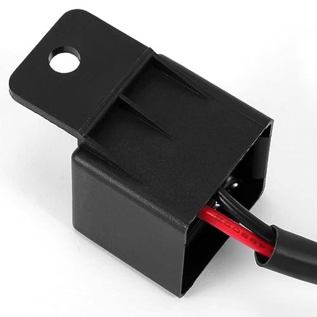 Black LED flasher relay with mounting bracket and red/black wire connection
