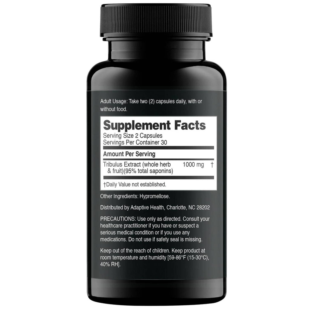 Nugenix Tribulus 1000 mg supplement bottle, Supplement Facts label