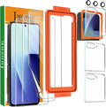 Transparent screen protector 3-pack with auto-install frame for foldable phone
