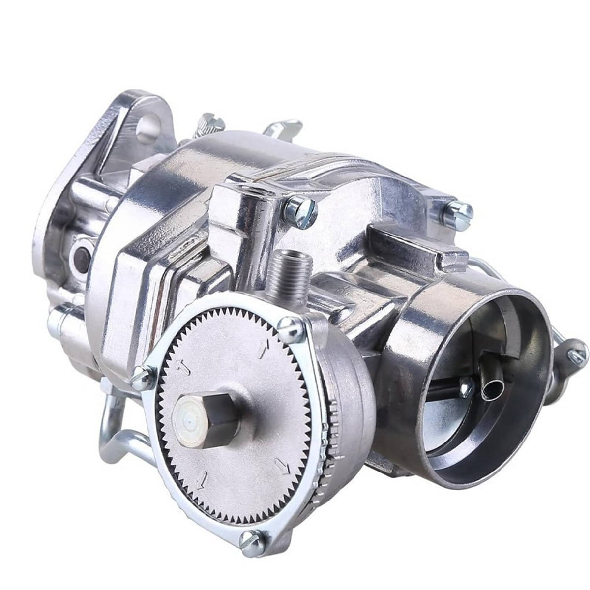 Metal Rochester-style 1-barrel carburetor with throttle body and mounting bracket