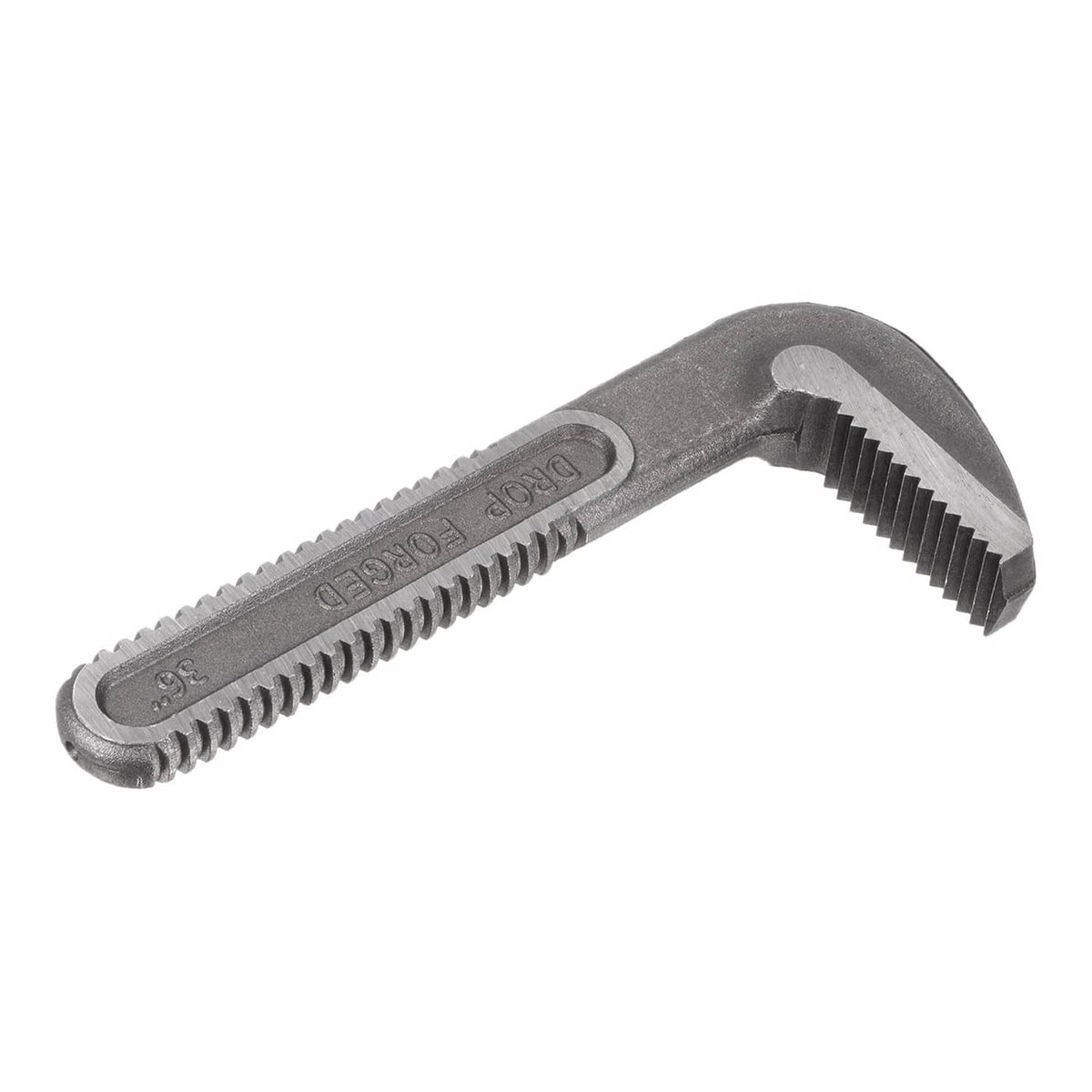 Grey pipe wrench hook jaw replacement showing serrated jaw teeth