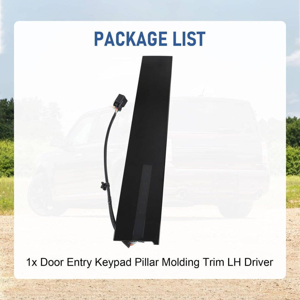Single black door entry keypad pillar molding trim, wiring pigtail included