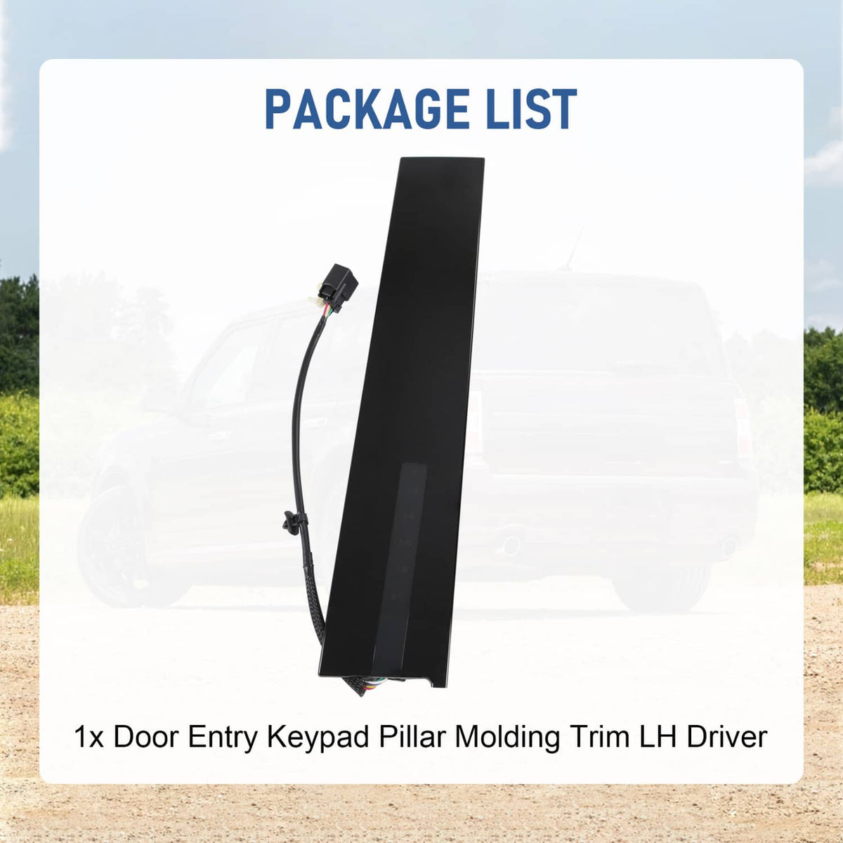 Single black door entry keypad pillar molding trim, wiring pigtail included