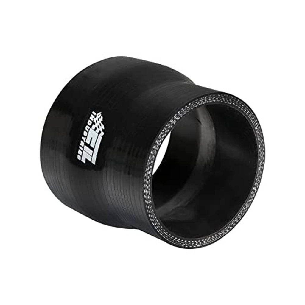 Black silicone reducer coupler, angled view with reinforced rim texture