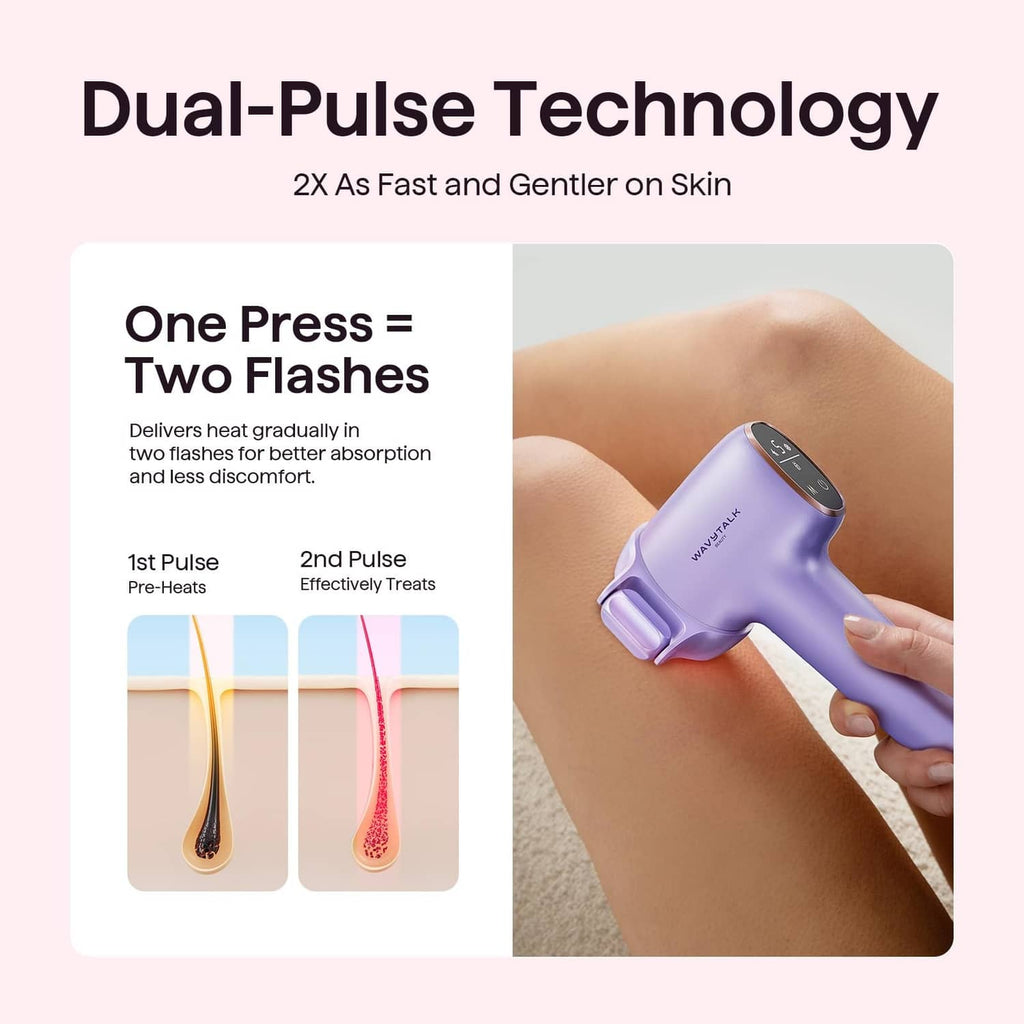 Wavytalk purple IPL device for dual-pulse treatment on an arm