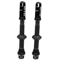 Alloy Presta tubeless valve stems in black, 44mm length, with caps and lock nuts (pair)