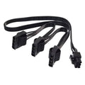 Black modular PSU HDD power adapter cable with 6-pin plug and three 4-pin connectors