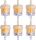 6-piece inline gas fuel filter set with clear body and orange filter media