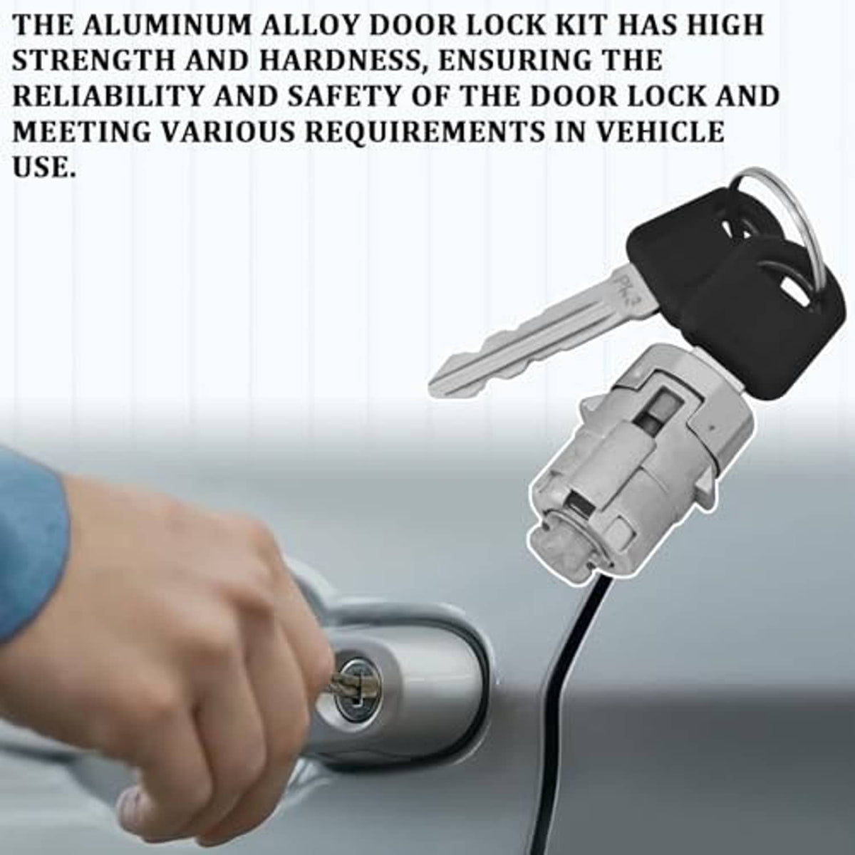 Vehicle door lock cylinder set with silver lock and two black keys
