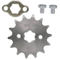 Steel front sprocket gear with mounting plate and two mounting screws