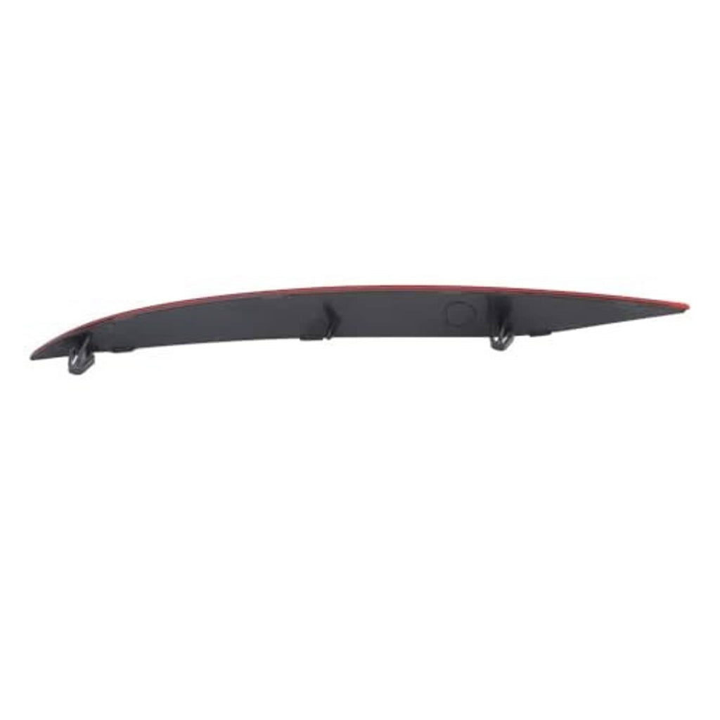 Red reflective bumper strip underside, showing dark mounting clips along the edge.