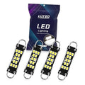 Four-pack LED dome light bulbs, black rectangular boards with yellow SMD squares and loops
