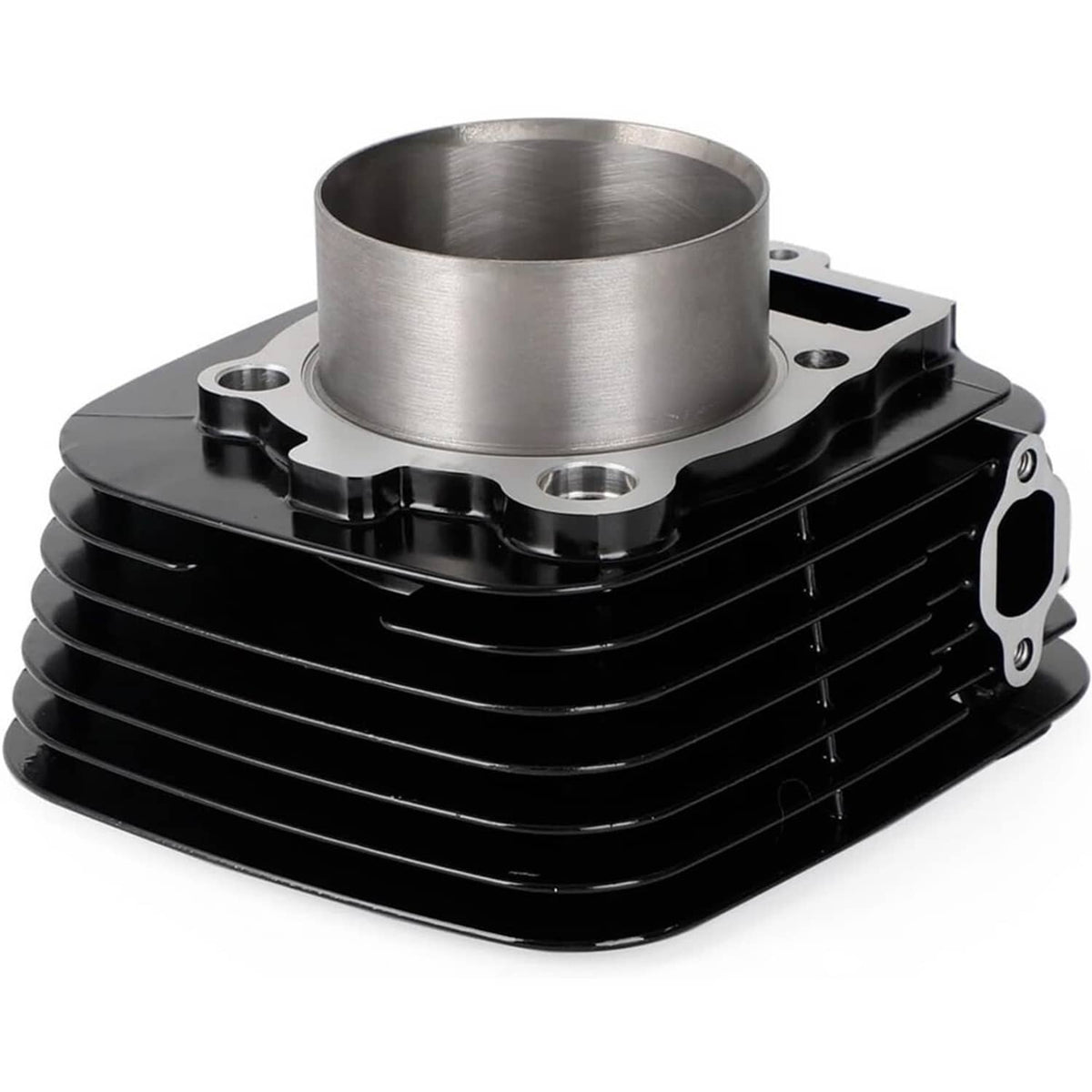 Complete black cylinder assembly with silver cylinder barrel and mounting flange