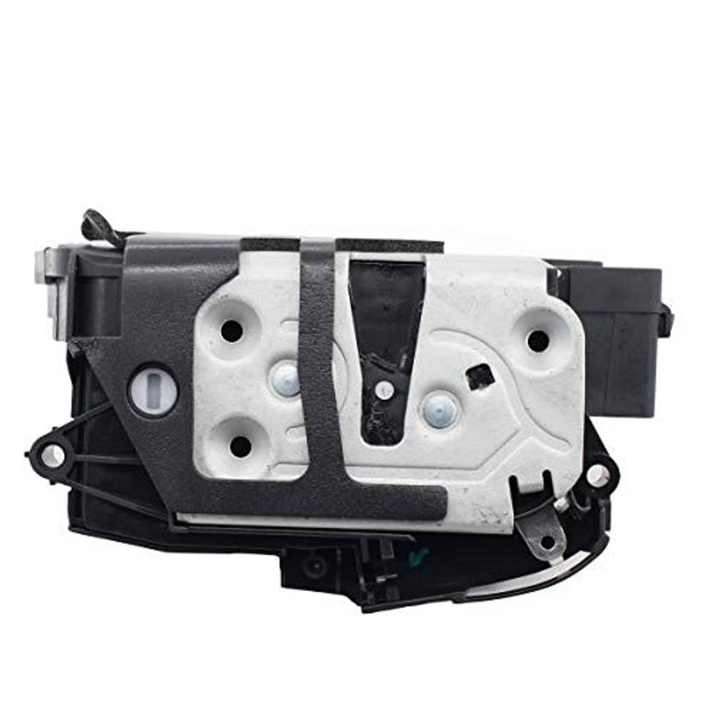 Door lock latch actuator with light gray metal plate and black plastic housing