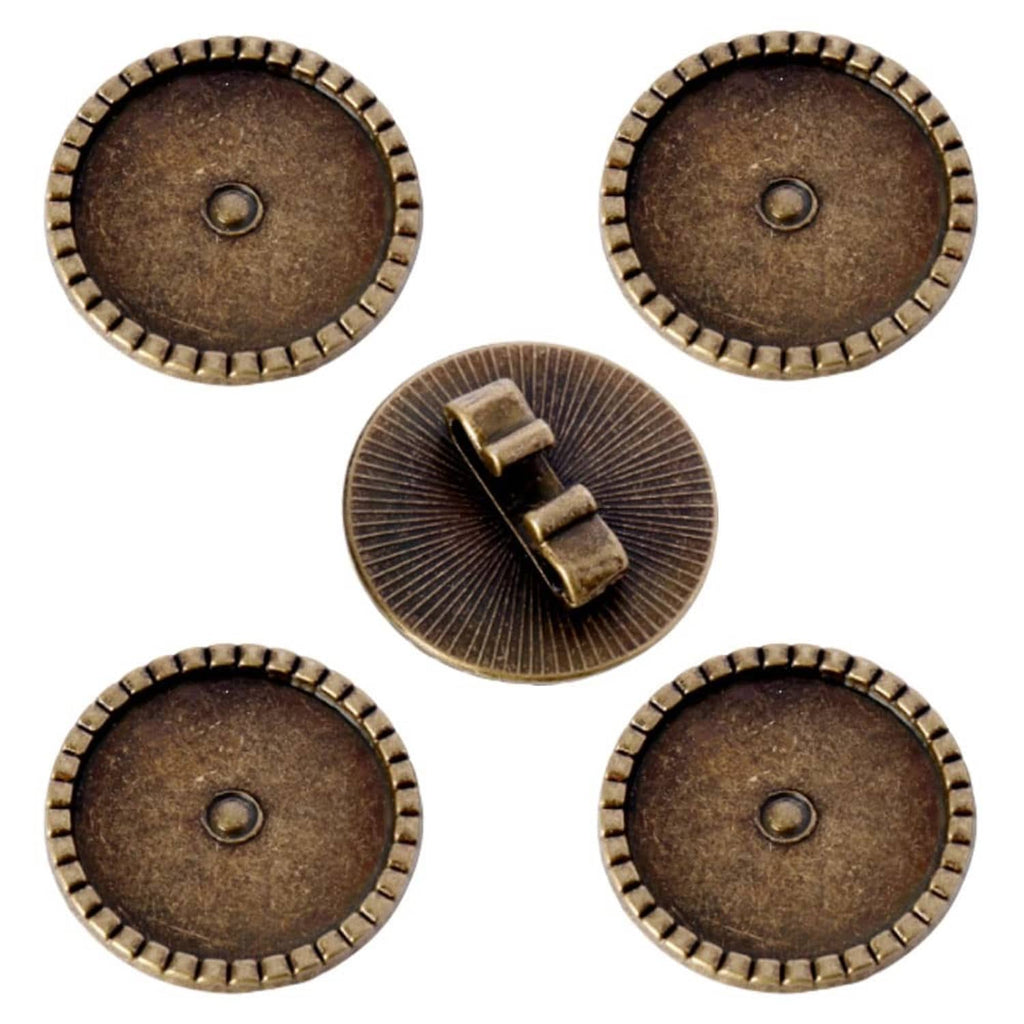 Round bronze bolo tie buckle set, 5 pieces with small center holes