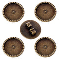 Round bronze bolo tie buckle set, 5 pieces with small center holes