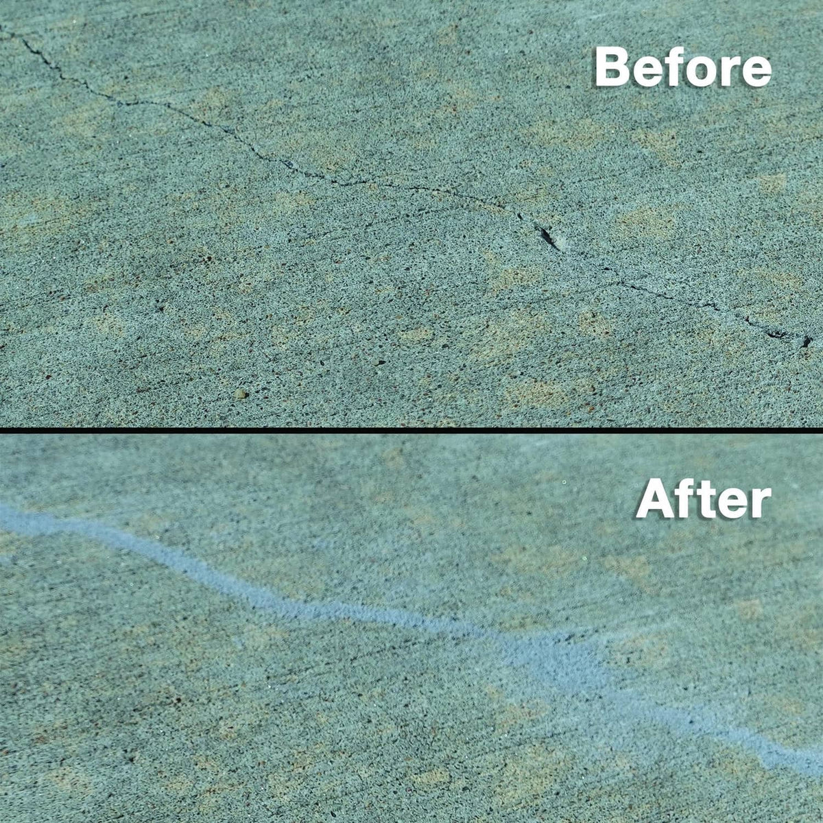 Concrete slab showing a lighter gray repaired crack area