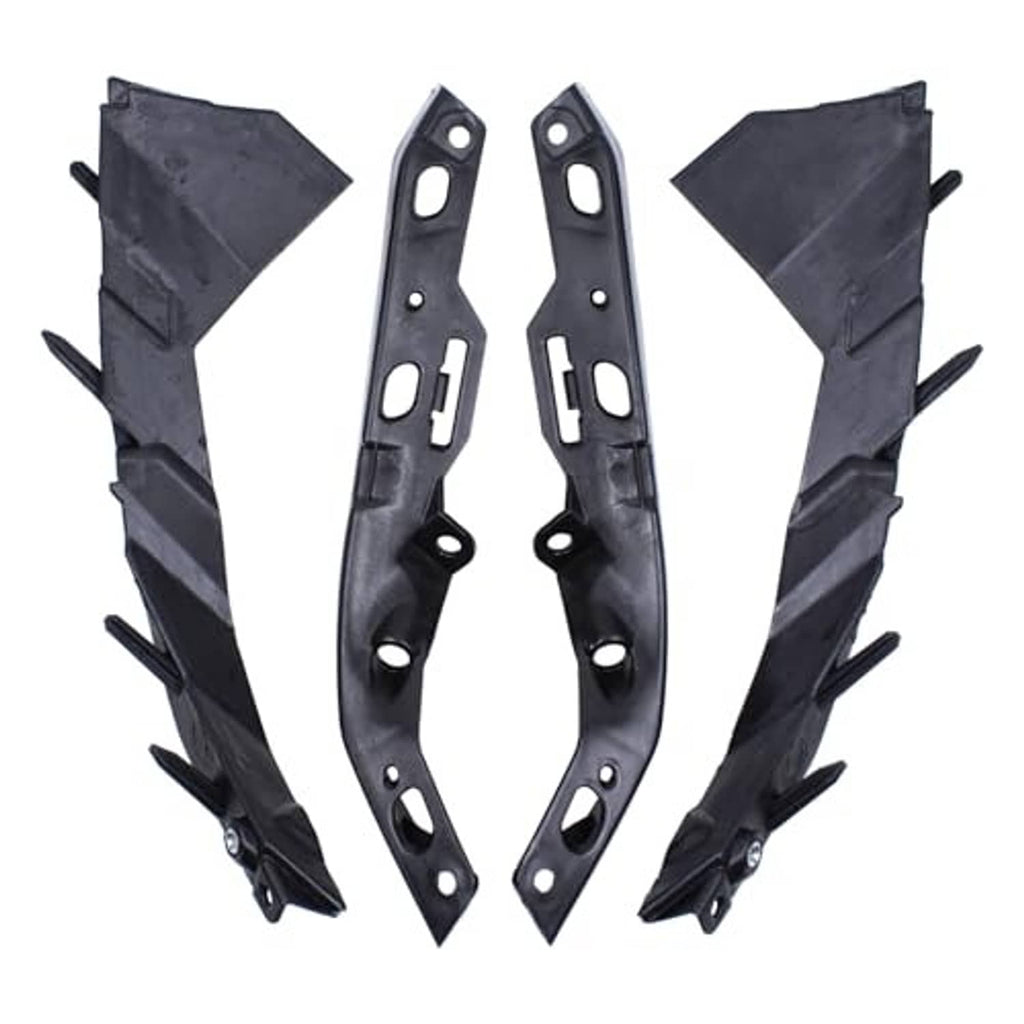 Pair of black front bumper brackets with oval slots and mounting holes, driver and passenger