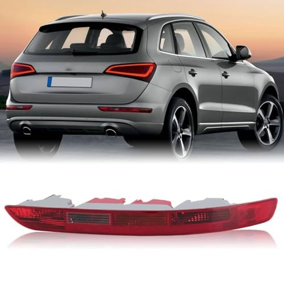 Rear right taillight lamp, red lens with multiple clear and red light segments